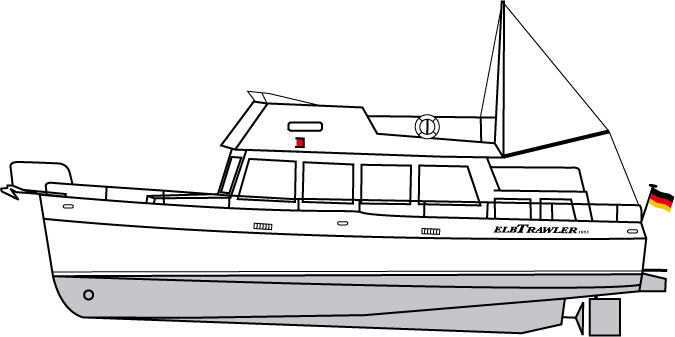 Seitenansicht des ElbTrawler 1095 (Zeichnung)